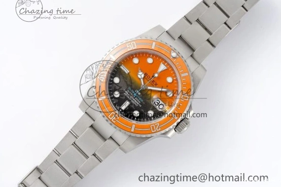 0411 Bold Submariner DIW Sandblasted VSF 1:1 Best Edition Orange Ceramic Bezel Orange Black Dial on SS Bracelet VS 2053